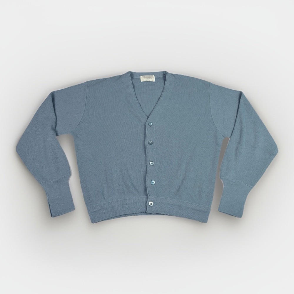 VTG Lord Jeff Button Up Men's Sz L‎ Sweater Varsity Cardigan Blue Dupont Orlon V